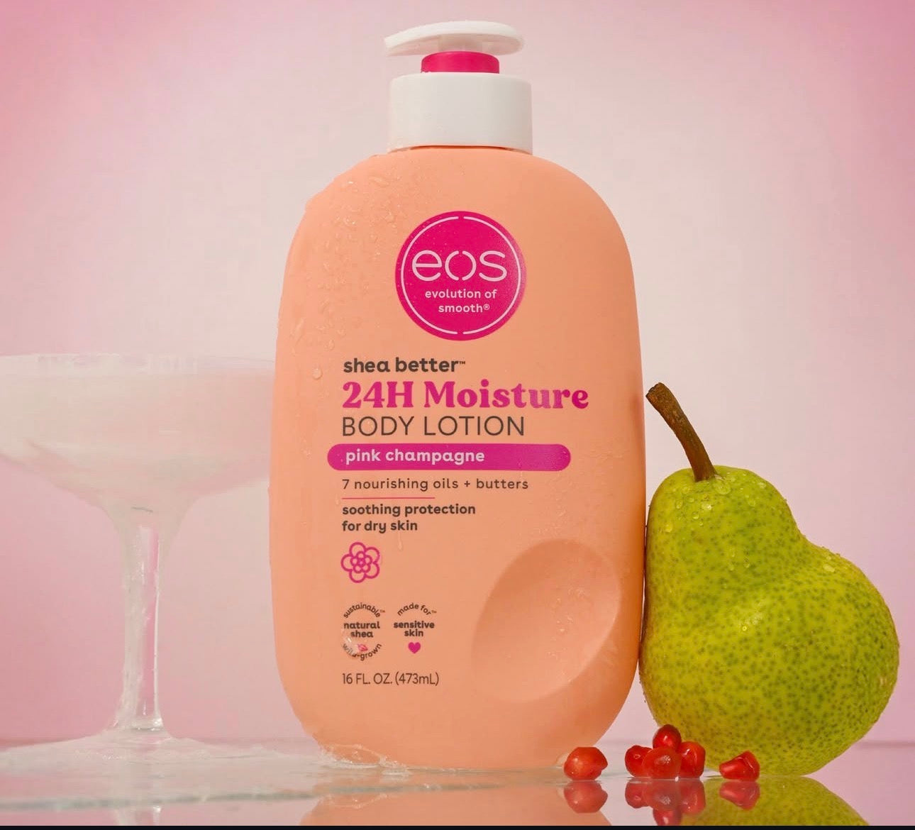 EOS shea better 24H moisture Body lotion in pink champagne 473ml